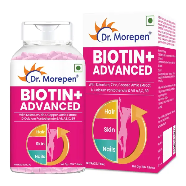 Dr. Morepen Biotin+ Advanced | Tablet for Healthy Hair, Skin & Nails Tablet